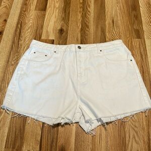 💚10 NWT Topshop Motto Mom white denim cut off shorts size USA 10 & 12